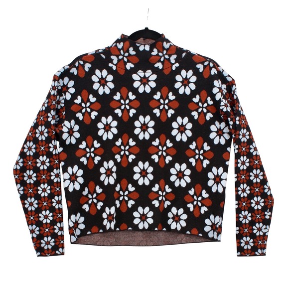 Maeve Sweaters - Maeve Anthropologie Carys Mock Neck Sweater‎ Black Rust XXS